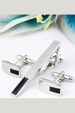 PELUCHE Men Silver-Toned & Black Rhodium-Plated Accessory Gift Set
