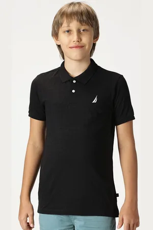 Nautica Boys Solid Polo Collar Cotton T-shirt