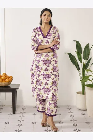 anayna Floral Printed Straight Kurta with Trousers