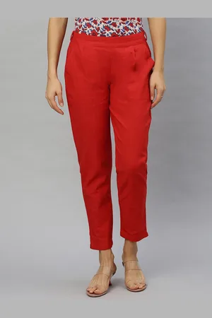 Kalini Women Cotton Solid Regular Fit Casual Trouser Pants