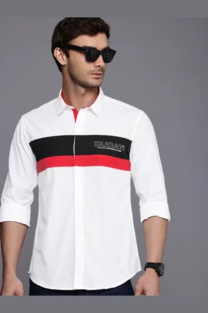 DUCATI Pure Cotton Striped Opaque Casual Shirt