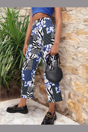 DressBerry Women Combined Floral And Geometric Print Parallel Trousers
