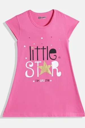 Eteenz Girls Premium Cotton Typography Printed A-Line Dress