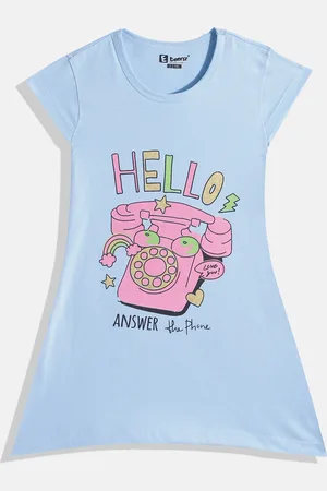 Eteenz Girls Premium Cotton Typography Printed A-Line Dress