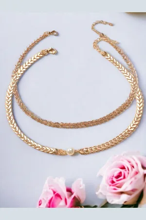 FÁBULA Set Of 2 Gold-Plated Delicate Choker Necklace