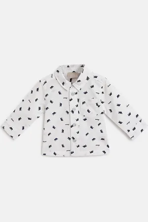 chicco Boys Modern Opaque Printed Cutaway Collar Casual Shirt