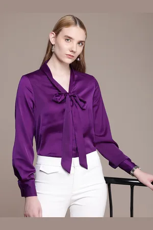 French Connection Tie-Up Neck Cuffed Sleeves Shirt