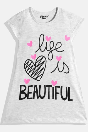 Eteenz Girls Printed Cotton T-shirt Dress