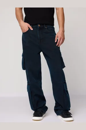 FREAKINS Men Straight Fit Mid-Rise Cotton Cargo Jeans