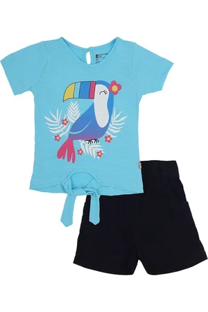 BodyCare Girls Blue & Black Printed Co-Ords Set