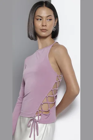NA-KD One Shoulder Lace-Up Top