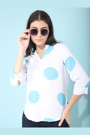 Crimsoune Club Women Mandarin Collar Geometric Print Top