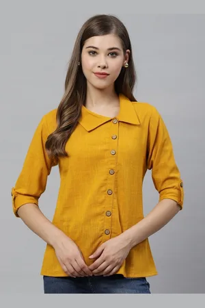 Kalini Solid Roll-Up Sleeves Shirt Style Top