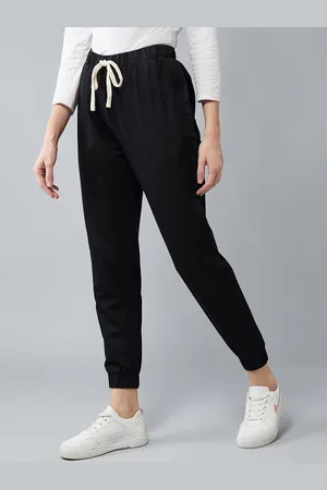 DOLCE CRUDO Women Lightweight Regular Length Mid Rise Clean Look Regular Fit Denim Joggers