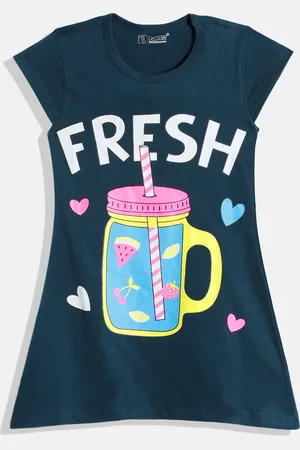 Eteenz Girls Premium Cotton Typography Printed A-Line Dress