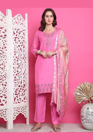 Stylee Lifestyle Floral Embroidered Sequinned Pure Silk Unstitched Dress Material