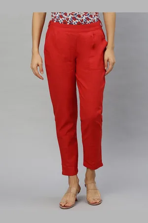 Kalini Women Solid Mid Rise Regular Fit Peg Trousers