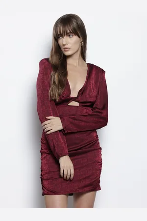 NA-KD Satin Front-Knot Mini Bodycon Dress