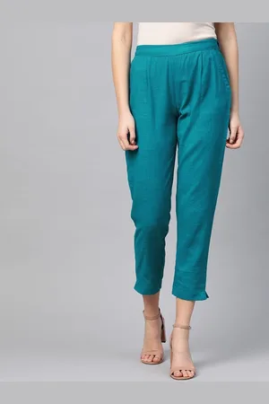 Kalini Women Solid Mid Rise Regular Fit Pleated Regular Trousers