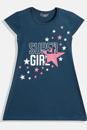 Eteenz Girls Premium Cotton Typography Printed A-Line Dress