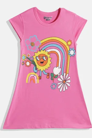 Eteenz Girls Premium Cotton Graphic Printed A-Line Dress