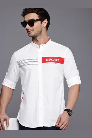 DUCATI Pure Cotton Opaque Printed Casual Shirt
