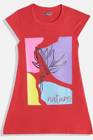Eteenz Girls Premium Cotton Typography Printed A-Line Dress