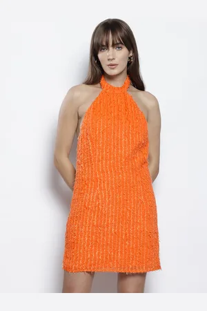 NA-KD Halter Neck Feather Mini Sheath Dress