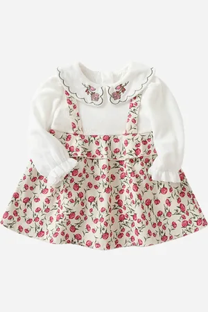 Stylecast Girls White Peter Pan Collar Floral Printed A-Line Dress