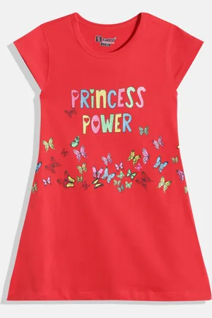 Eteenz Girls Premium Cotton Typography Printed A-Line Dress