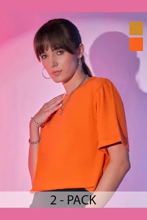BuyNewTrend Women Pack Of 2 Solid T-shirt