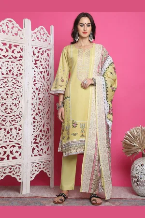 Stylee Lifestyle Floral Digital Printed Thread Work Unstitched Dress Material