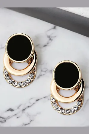 FÁBULA Stone Studded Contemporary Drop Earrings