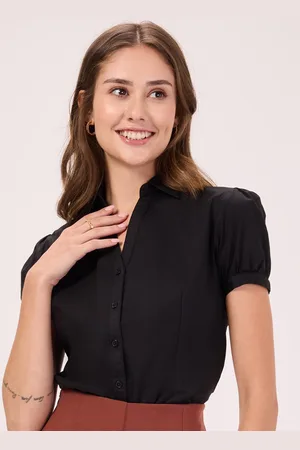 Bombay High Women India Slim Spread Collar Solid Cotton Slim Fit Semiformal Shirt