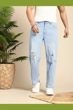 Mast & Harbour Men Straight Fit Highly Distressed Light Fade Stretchable Jeans