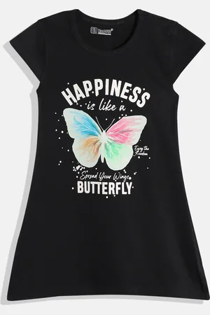 Eteenz Girls Premium Cotton Typography Printed A-Line Dress