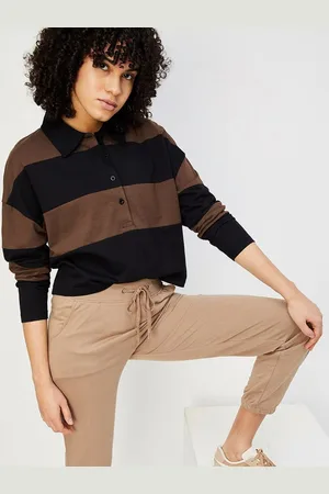 Max Collection Women Colourblocked Polo Collar Extended Sleeves T-shirt