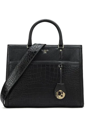 Da Milano Leather Oversized Structured Handheld Bag with Quilted