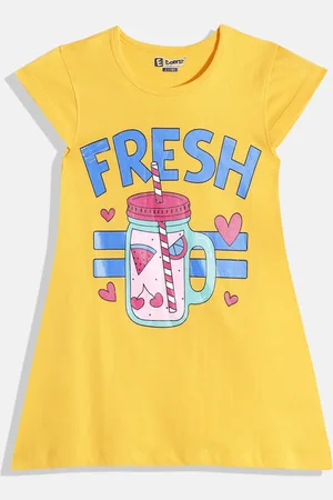 Eteenz Girls Premium Cotton Typography Printed A-Line Dress