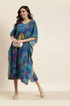 Kalini Women Printed V-Neck Kaftan Midi Dress