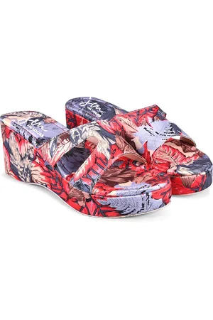 JM Looks Women Printed Open Toe Wedge Sandal Heels