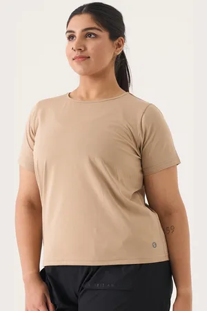 Spirit Animal Women Solid Plus Size Round Neck T-shirt
