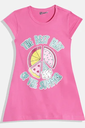 Eteenz Girls Premium Cotton Typography Printed A-Line Dress