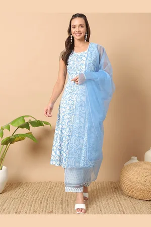 FIORRA Floral Printed A-Line Pure Cotton Kurta with Trousers & Dupatta
