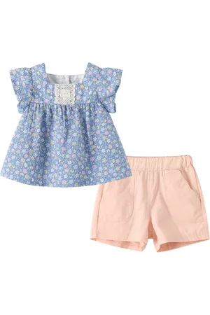 Stylecast Girls Printed Pure Cotton Top with Shorts