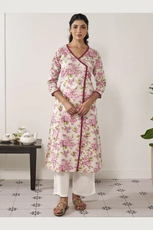 anayna Women Floral Printed Flared Sleeves Sequinned Kurta