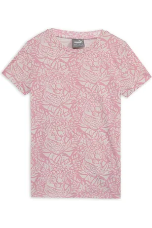 PUMA ESS+ TROPICAT Youth Tee Girls Printed Cotton T-Shirt