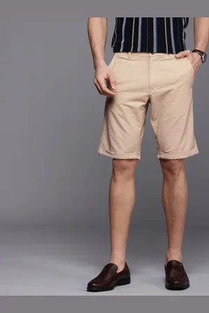 Louis Philippe Men Textured Slim Fit Low-Rise Shorts