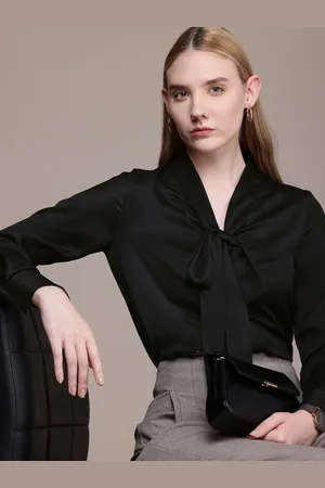 French Connection Tie-Up Neck Cuffed Sleeves Shirt