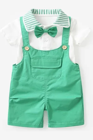 Stylecast Green Boys Pure Cotton Shirt Collar Shirt With Short